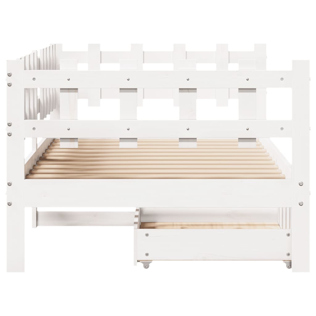 Daybed with Drawers without Mattress White 80x200 cm Solid Wood