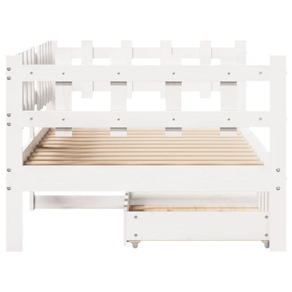 Daybed with Drawers without Mattress White 80x200 cm Solid Wood