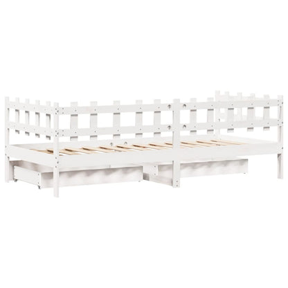 Daybed with Drawers without Mattress White 80x200 cm Solid Wood