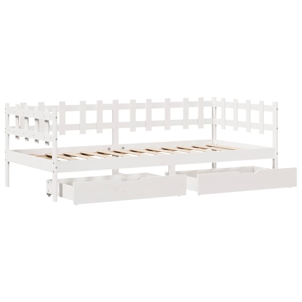 Daybed with Drawers without Mattress White 80x200 cm Solid Wood