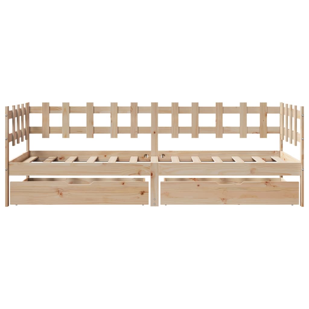 Daybed with Drawers without Mattress 90x200 cm Solid Wood