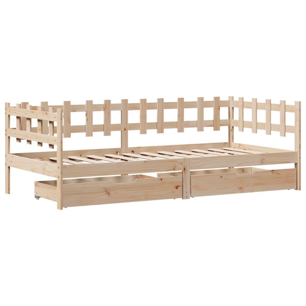 Daybed with Drawers without Mattress 90x190 cm Single Solid Wood