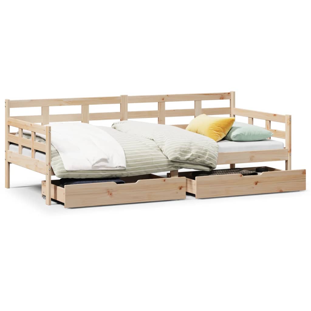 Daybed with Drawers without Mattress 90x200 cm Solid Wood