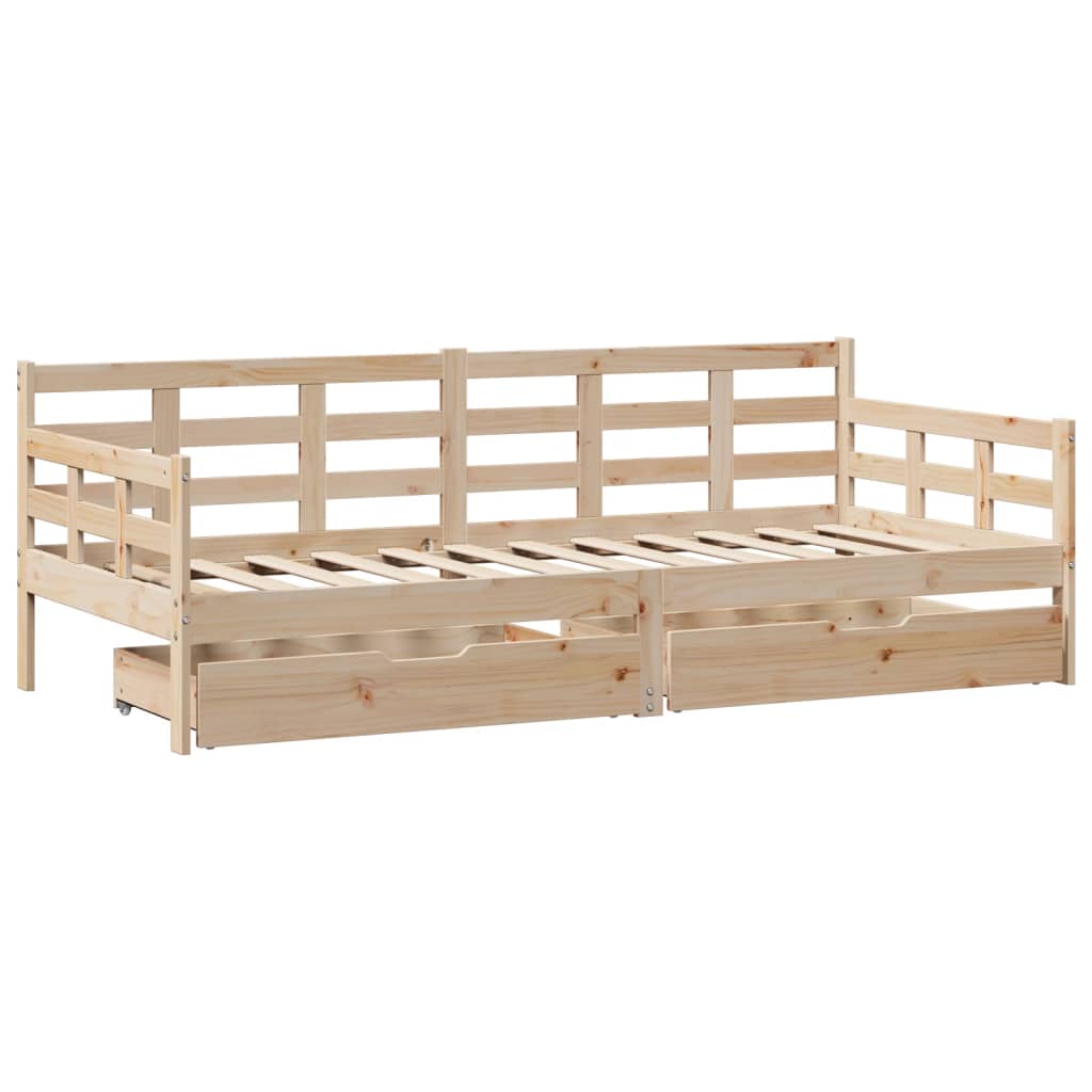 Daybed with Drawers without Mattress 90x200 cm Solid Wood