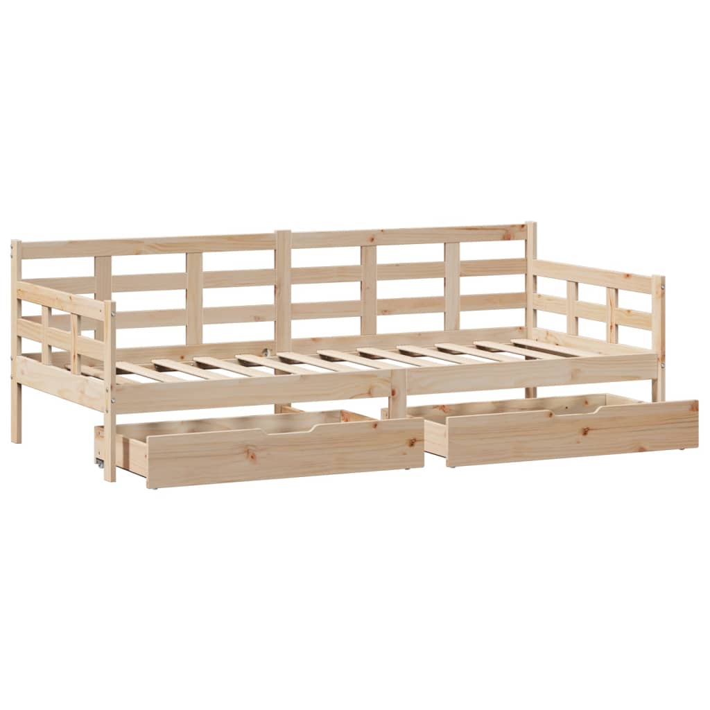 Daybed with Drawers without Mattress 90x200 cm Solid Wood