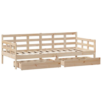 Daybed with Drawers without Mattress 90x200 cm Solid Wood