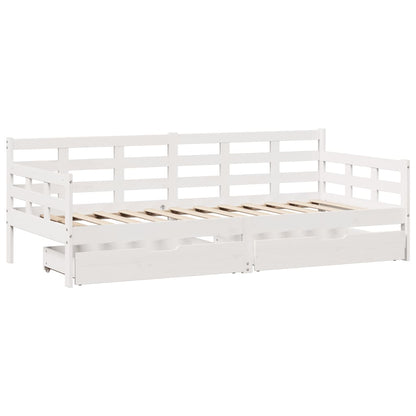 Daybed with Drawers without Mattress White 90x200 cm Solid Wood