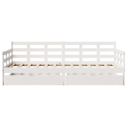 Daybed with Drawers without Mattress White 90x200 cm Solid Wood