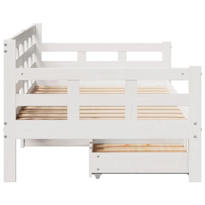 Daybed with Drawers without Mattress White 90x200 cm Solid Wood