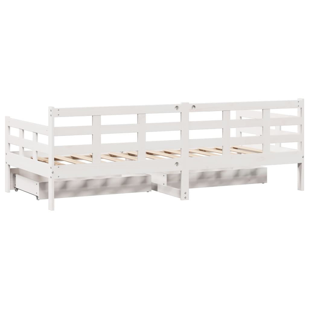 Daybed with Drawers without Mattress White 90x200 cm Solid Wood