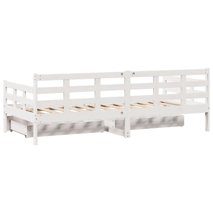 Daybed with Drawers without Mattress White 90x200 cm Solid Wood