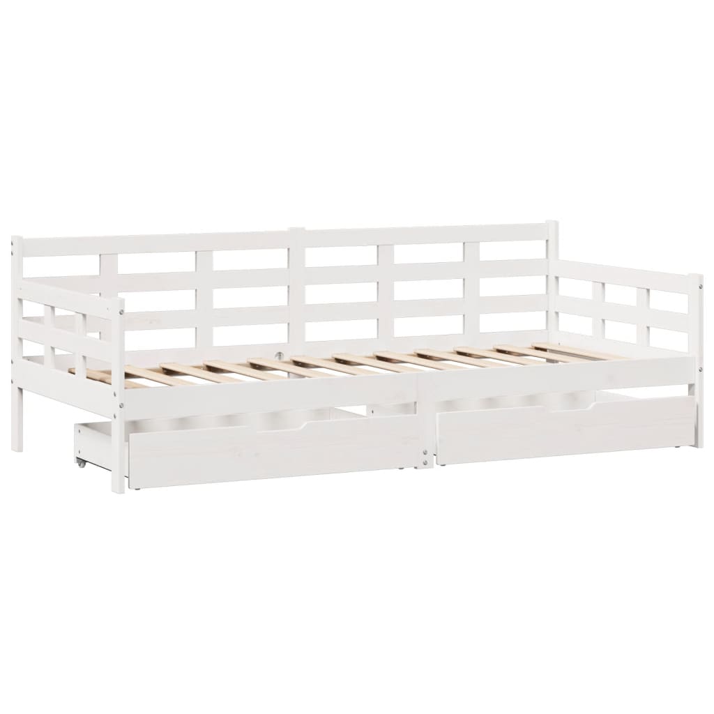 Daybed with Drawers without Mattress White 80x200 cm Solid Wood