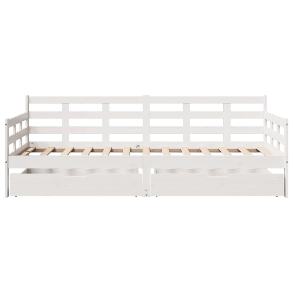 Daybed with Drawers without Mattress White 80x200 cm Solid Wood