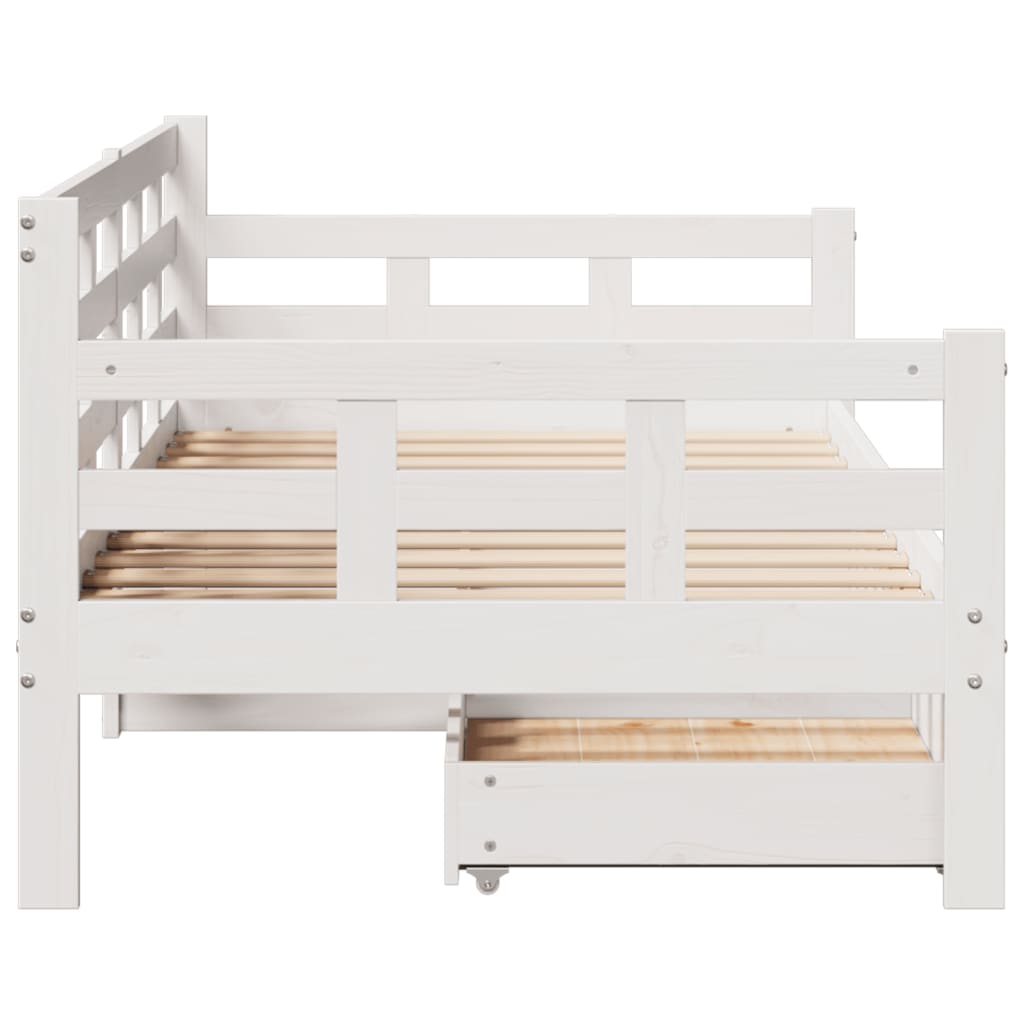 Daybed with Drawers without Mattress White 80x200 cm Solid Wood