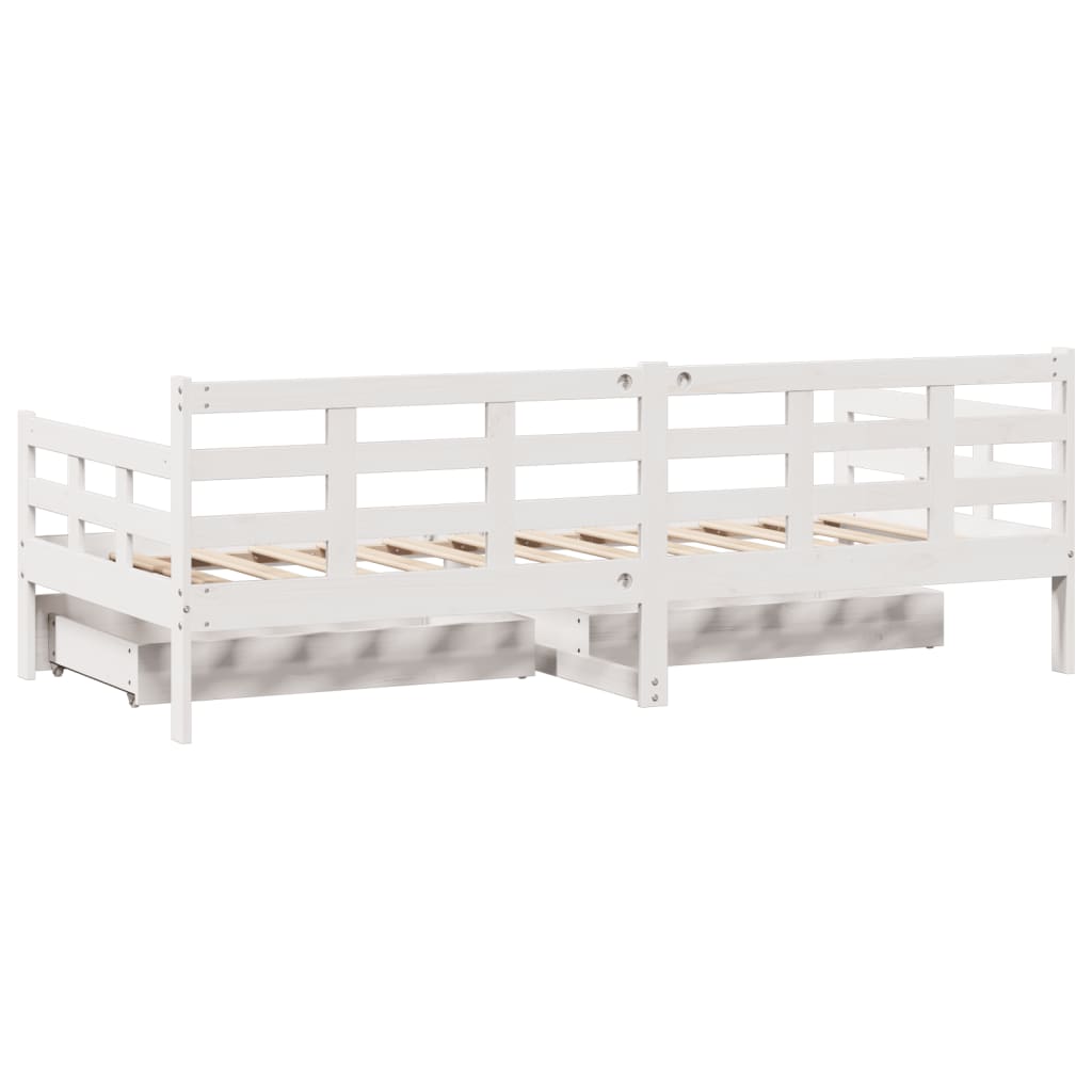 Daybed with Drawers without Mattress White 80x200 cm Solid Wood