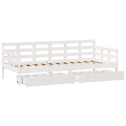 Daybed with Drawers without Mattress White 80x200 cm Solid Wood