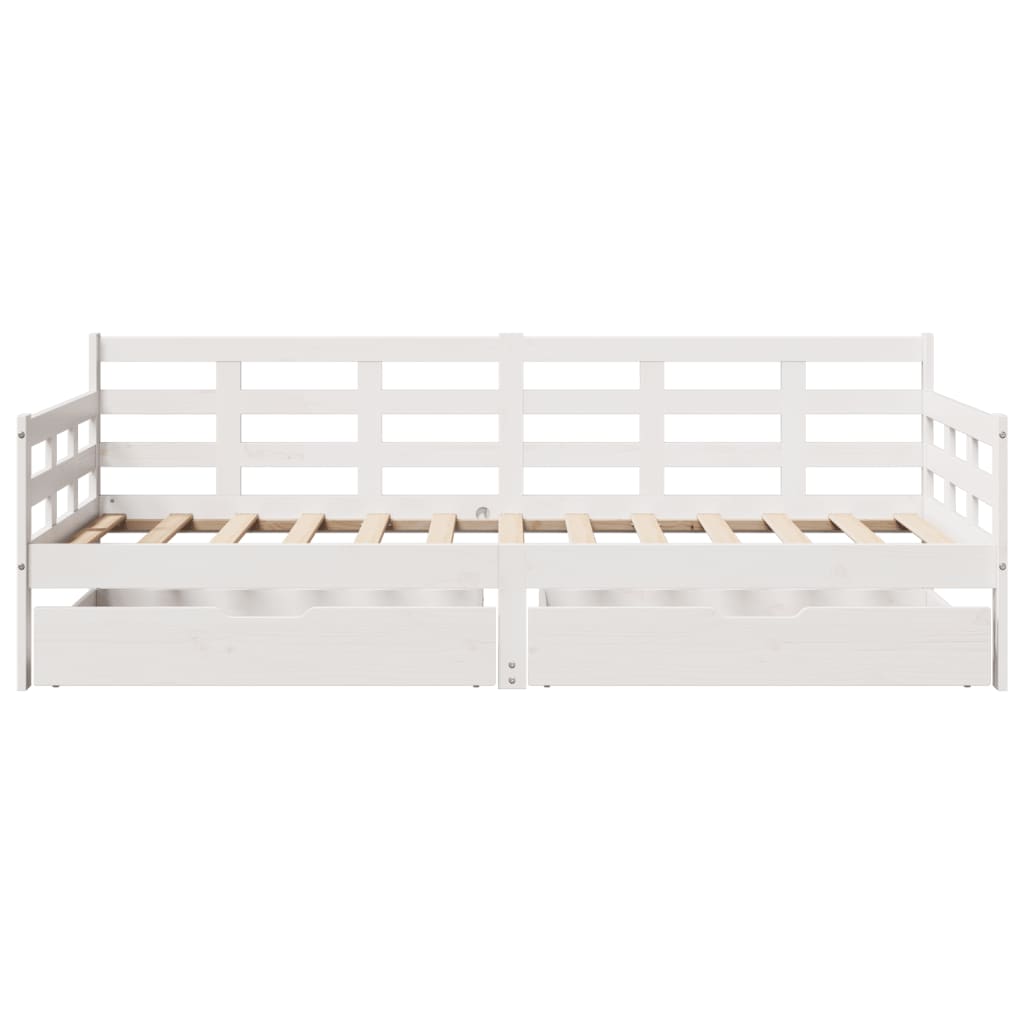 Daybed with Drawers without Mattress White 90x190 cm Single Solid Wood