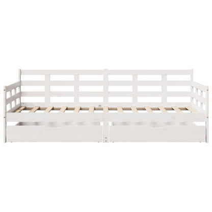 Daybed with Drawers without Mattress White 90x190 cm Single Solid Wood