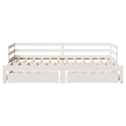 Daybed with Trundle and Drawers without Mattress White 90x190 cm Single