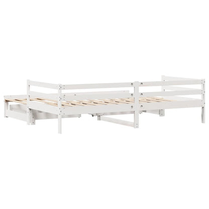 Daybed with Trundle and Drawers without Mattress White 90x190 cm Single