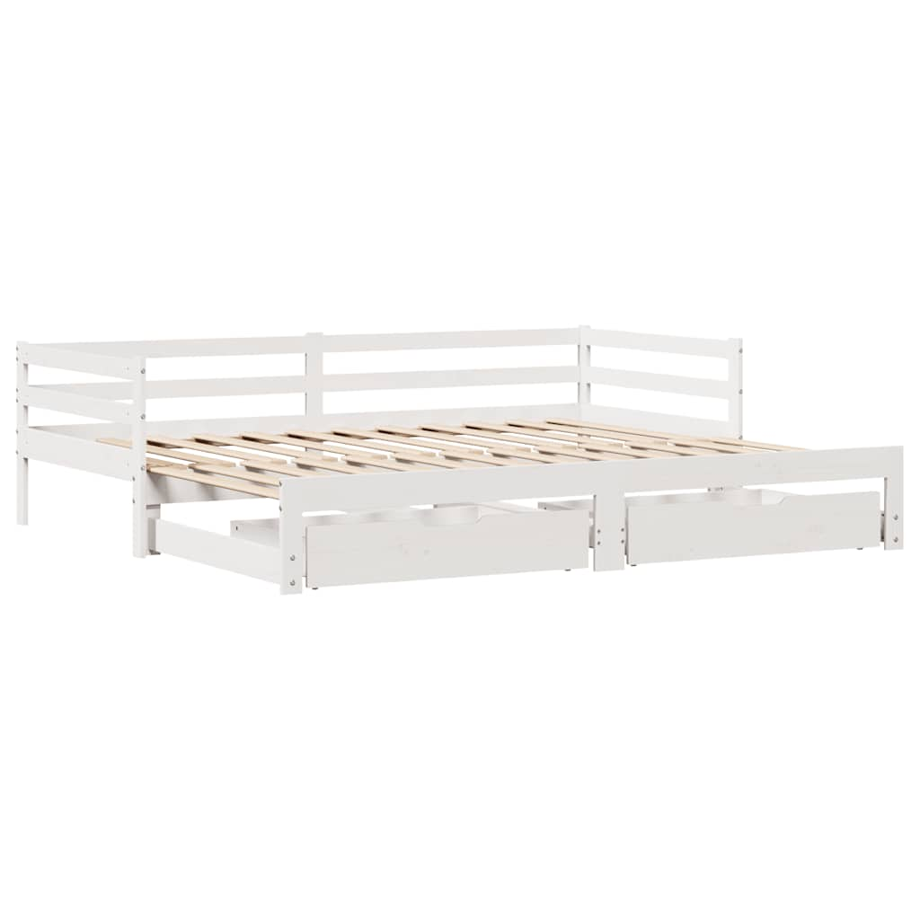 Daybed with Trundle and Drawers without Mattress White 80x200 cm