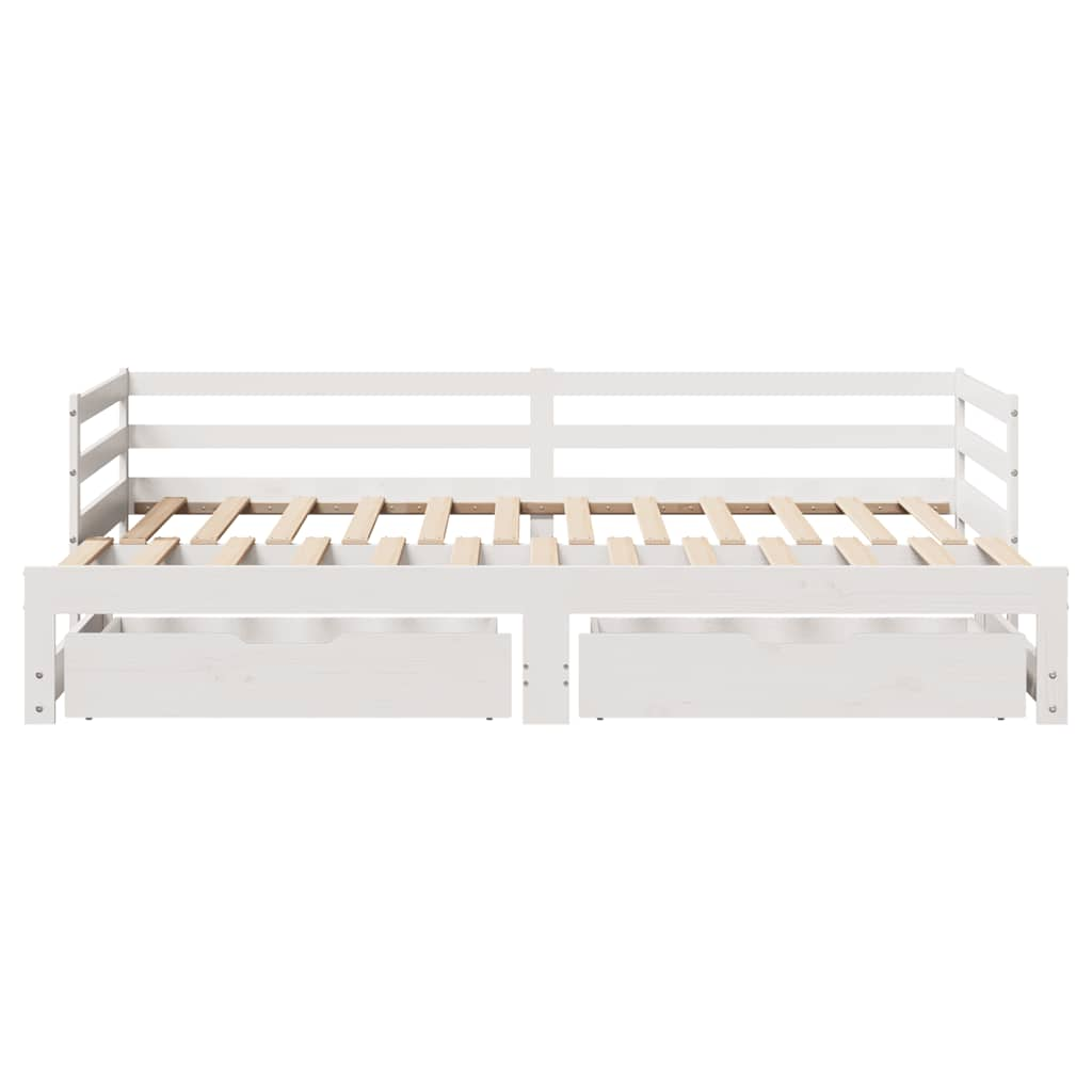 Daybed with Trundle and Drawers without Mattress White 80x200 cm