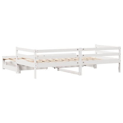 Daybed with Trundle and Drawers without Mattress White 80x200 cm