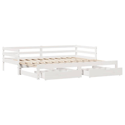 Daybed with Trundle and Drawers without Mattress White 80x200 cm