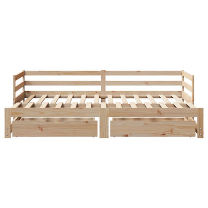 Daybed with Trundle and Drawers 90x190 cm Solid Wood Pine