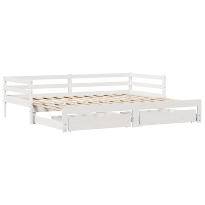 Daybed with Trundle and Drawers without Mattress White 90x190 cm Single