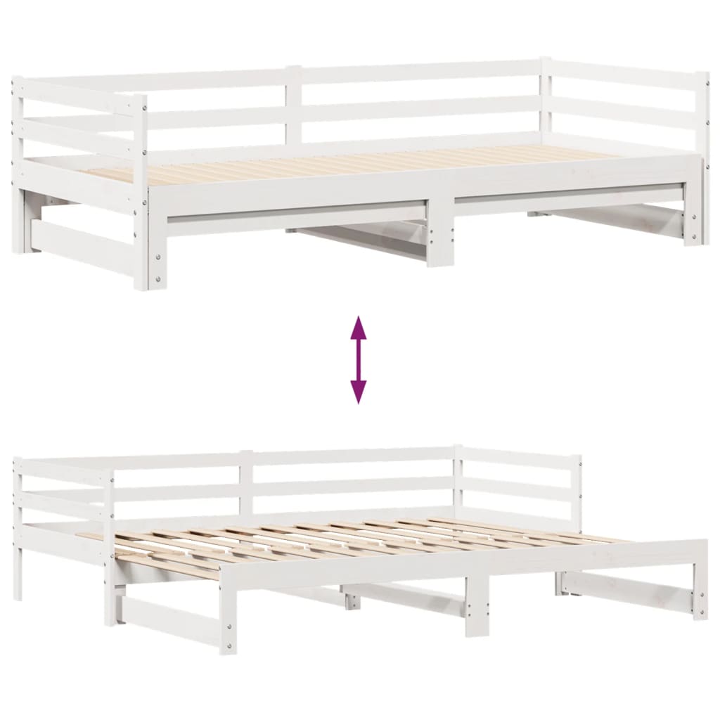 Daybed with Trundle and Drawers without Mattress White 90x190 cm Single