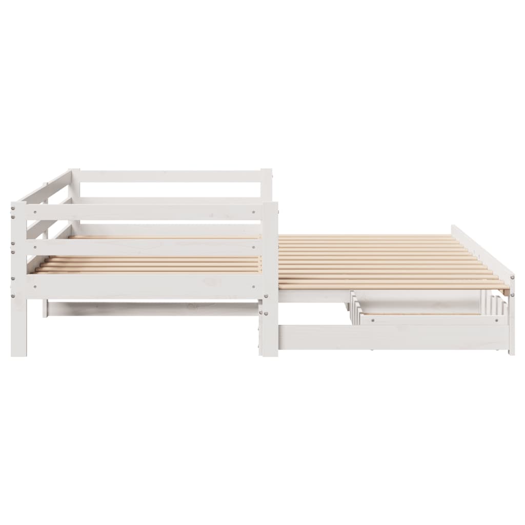 Daybed with Trundle and Drawers without Mattress White 90x190 cm Single