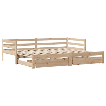 Daybed with Trundle and Drawers 90x190 cm Solid Wood Pine