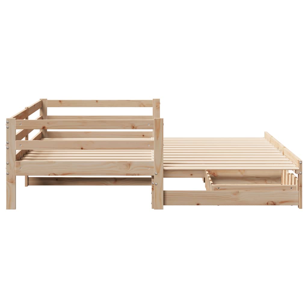 Daybed with Trundle and Drawers 90x190 cm Solid Wood Pine