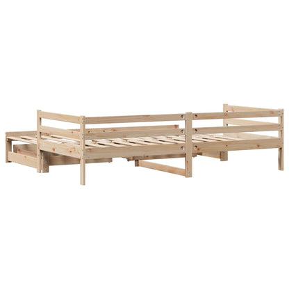 Daybed with Trundle and Drawers 90x190 cm Solid Wood Pine