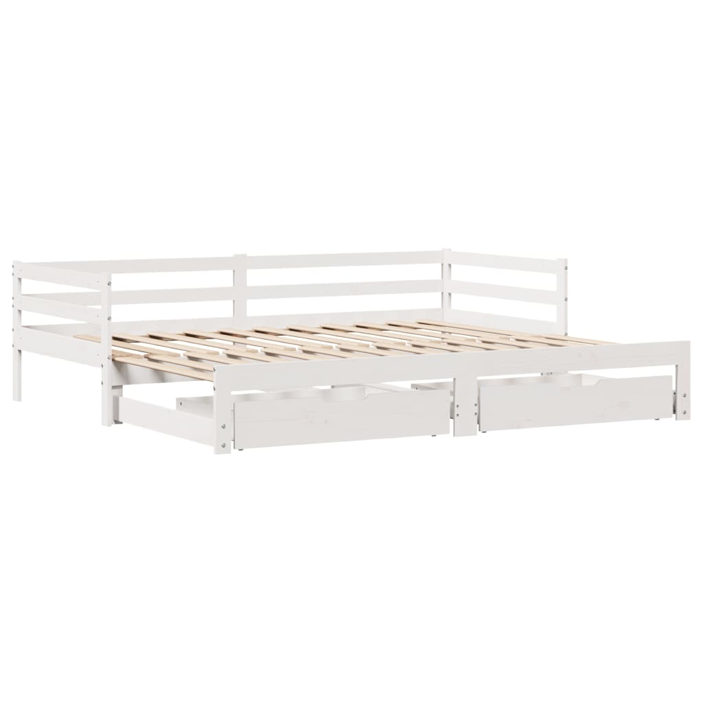 Daybed with Trundle and Drawers without Mattress White 80x200 cm