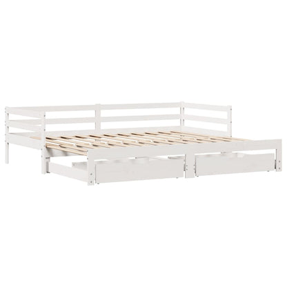 Daybed with Trundle and Drawers without Mattress White 80x200 cm