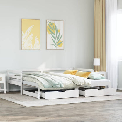 Daybed with Trundle and Drawers without Mattress White 80x200 cm