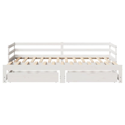 Daybed with Trundle and Drawers without Mattress White 80x200 cm