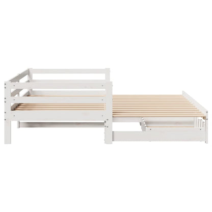 Daybed with Trundle and Drawers without Mattress White 80x200 cm