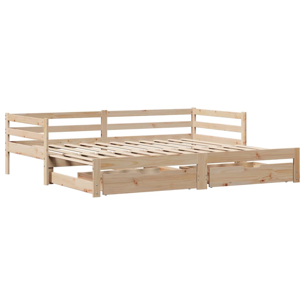 Daybed with Trundle and Drawers without Mattress 90x200 cm