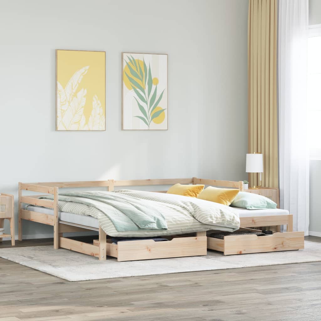 Daybed with Trundle and Drawers without Mattress 90x200 cm