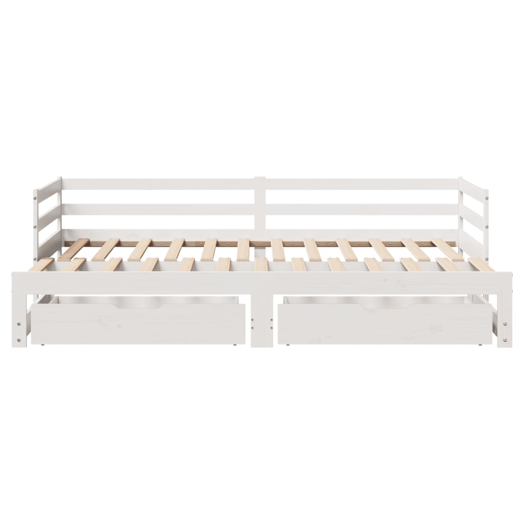 Daybed with Trundle and Drawers without Mattress White 90x200 cm