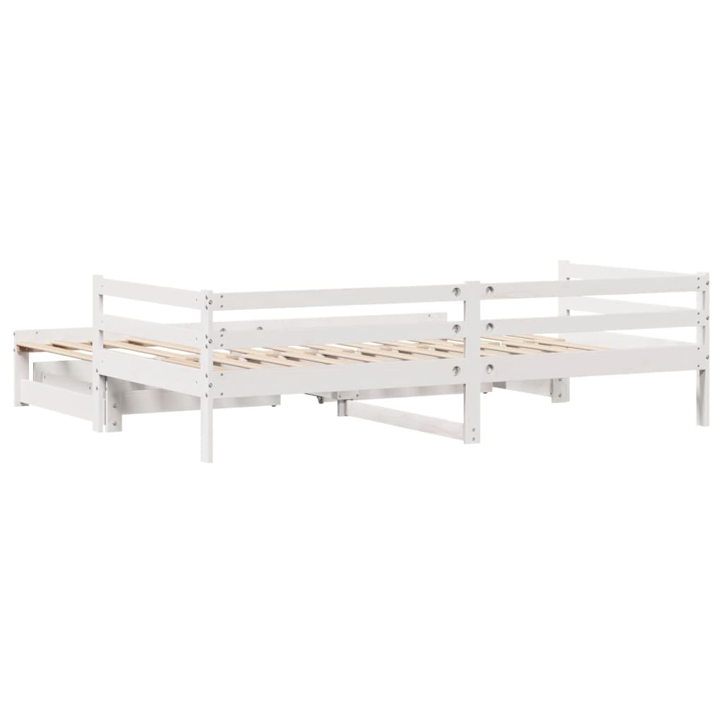 Daybed with Trundle and Drawers without Mattress White 90x200 cm