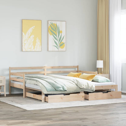 Daybed with Trundle and Drawers without Mattress 90x200 cm