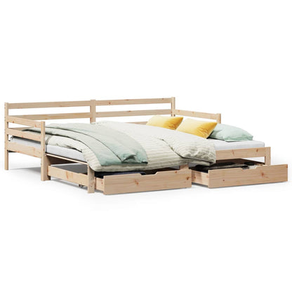 Daybed with Trundle and Drawers without Mattress 90x200 cm