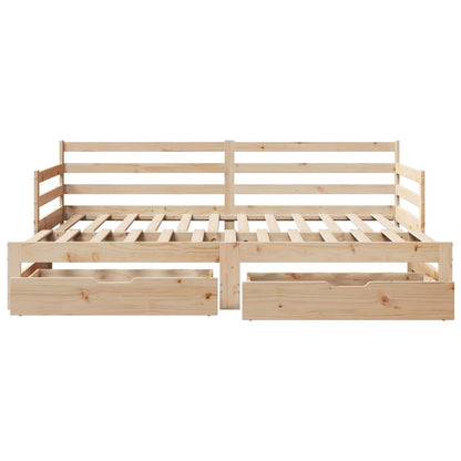 Daybed with Trundle and Drawers without Mattress 80x200 cm