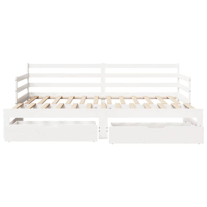 Daybed with Trundle and Drawers without Mattress White 90x190 cm Single