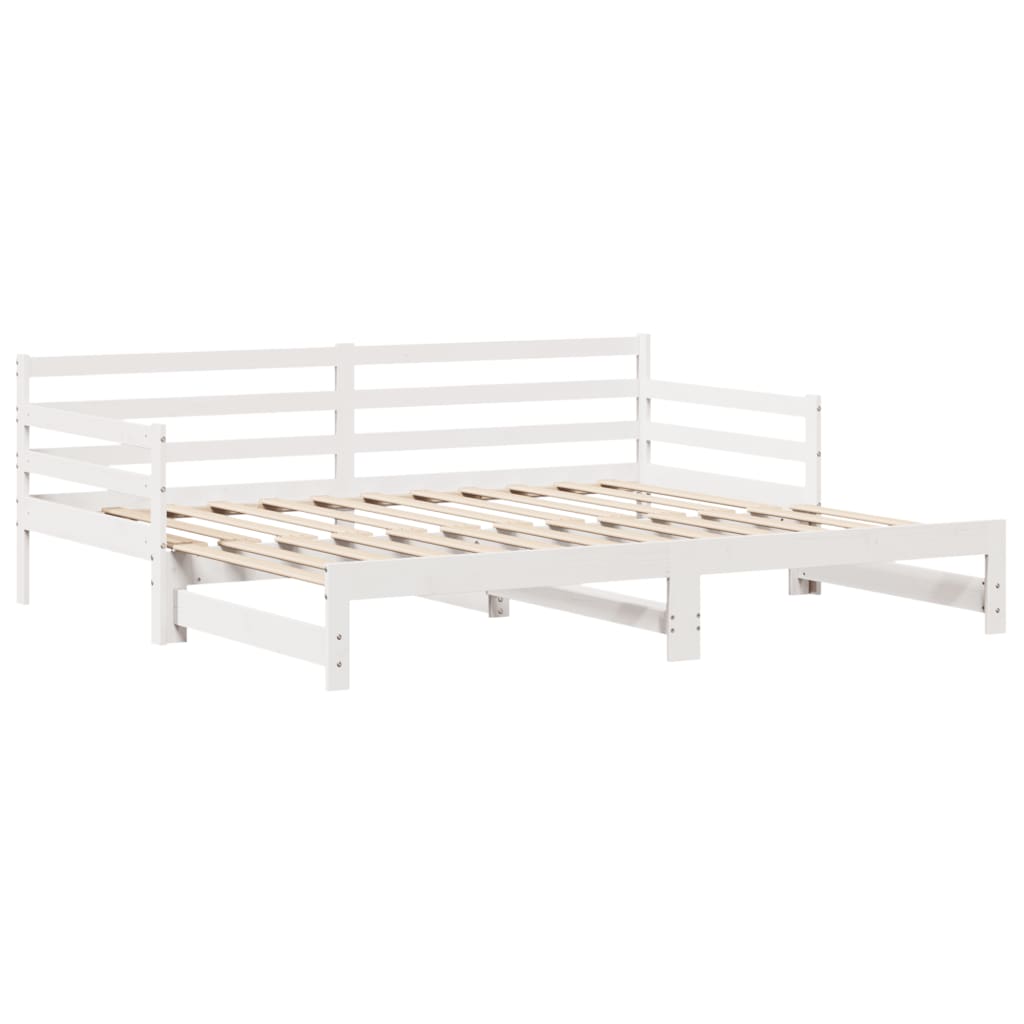 Daybed with Trundle and Drawers without Mattress White 90x190 cm Single