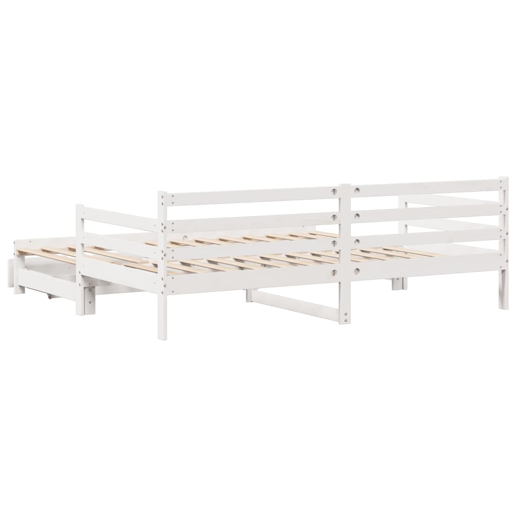 Daybed with Trundle and Drawers without Mattress White 90x190 cm Single